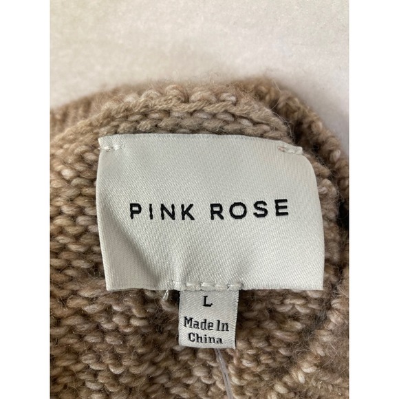 Pink Rose Women's Cable Knit Sleeveless Vest Sweater Taupe Size L NWT - Picture 3 of 11